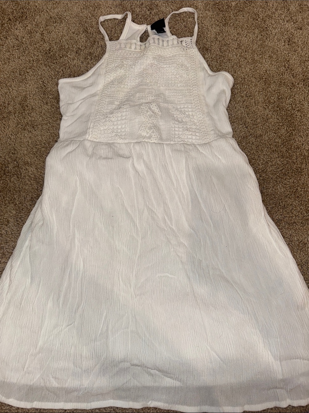 art class White Crochet-Front Midi Dress